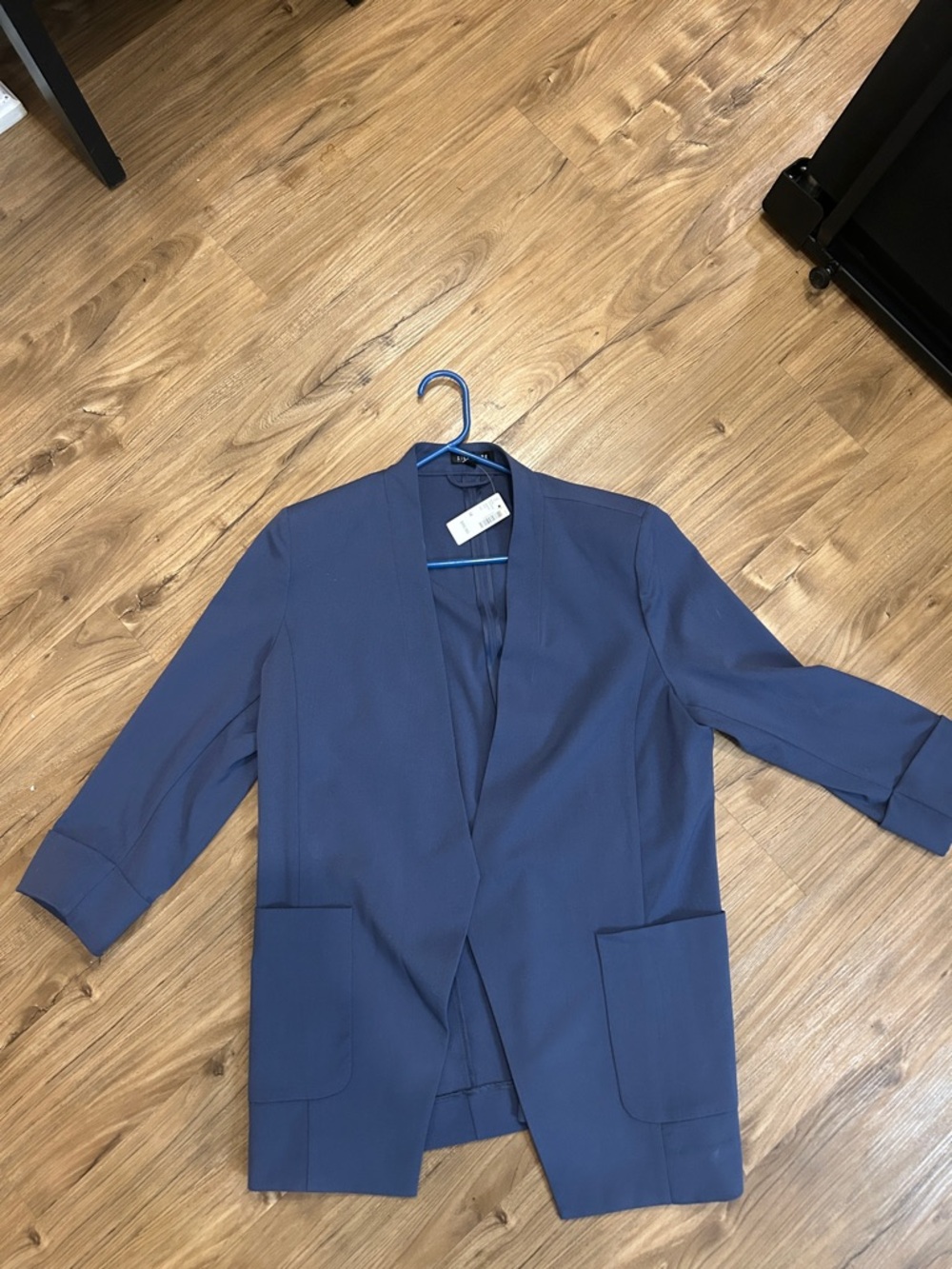 Signature Navy Open-Front Blazer with Patch Pockets